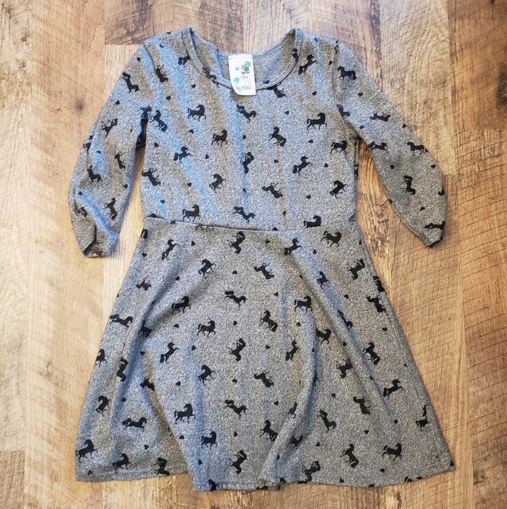 Lily Bleu Gray A-Line Puff Sleeve Dress